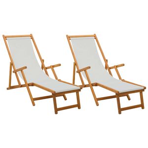 vidaXL Opvouwbare zonnebed 2 pcs 3 Positie Massief Eucalyptus Hout