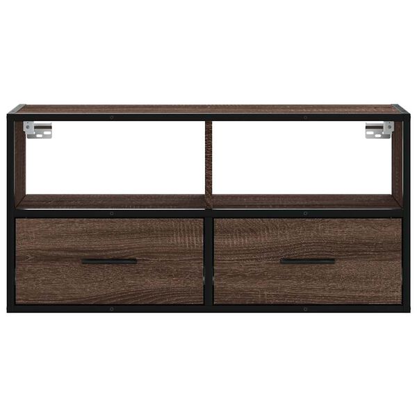 vidaXL Tv-meubel 80x31x39,5 cm bewerkt hout metaal bruin eikenkleurig