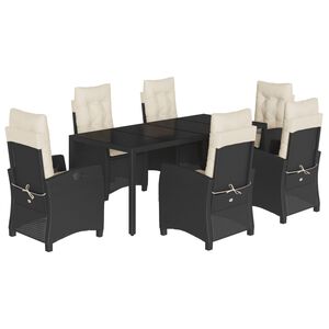 vidaXL 7-delige Tuinset met kussens poly rattan zwart