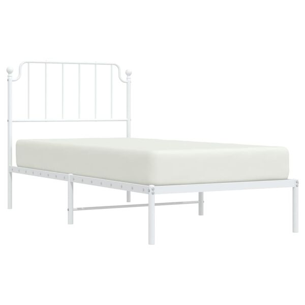 vidaXL Bedframe met hoofdbord metaal wit 90x200 cm