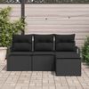 vidaXL Bankstel met kussen met opslag 4 pcs Zwart poly rattan