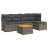 vidaXL 6-delige Loungeset met kussens poly rattan grijs