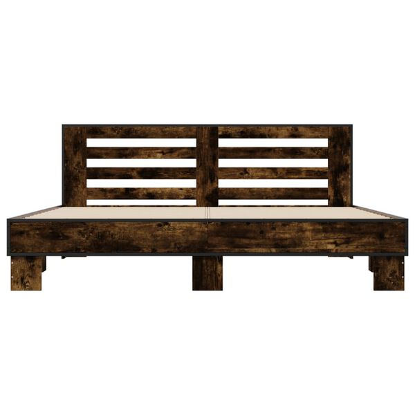 vidaXL Bedframe bewerkt hout metaal gerookt eikenkleurig 180x200 cm