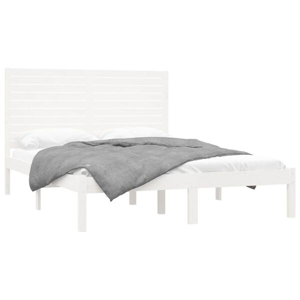 vidaXL Bedframe massief hout wit 140x200 cm