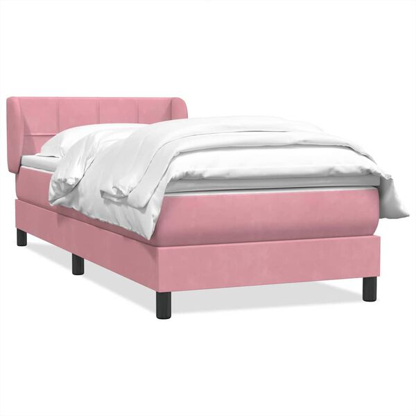 vidaXL Boxspring met matras fluweel roze 90x210 cm