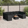 vidaXL 10-delige Loungeset met kussens poly rattan zwart