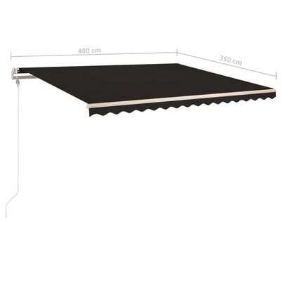 vidaXL Luifel handmatig uittrekbaar met palen 4x3,5 m antracietkleurig