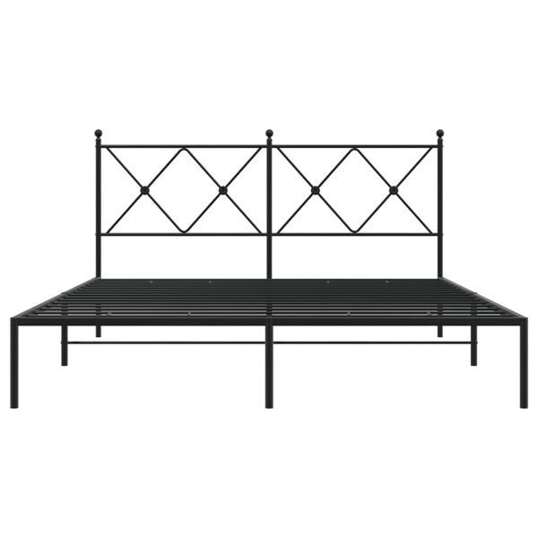 vidaXL Bedframe met hoofdbord metaal zwart 160x200 cm