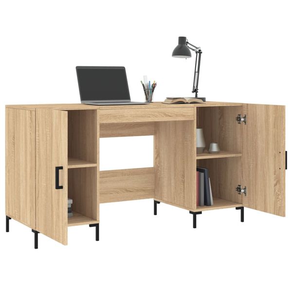 vidaXL Bureau 140x50x75 cm bewerkt hout sonoma eikenkleurig
