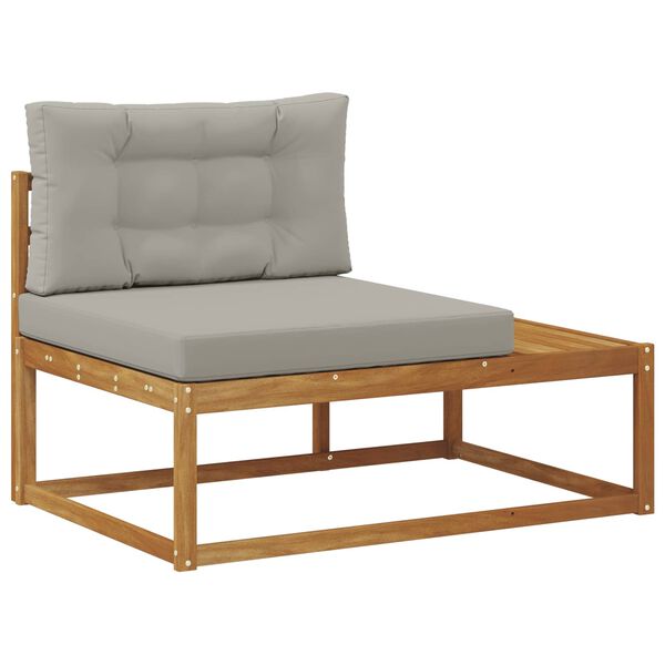 vidaXL Buiten bankenset met kussen 3 Stuk Natuurlijk en Lichtgrijs