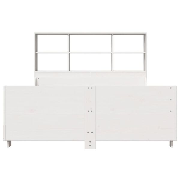 vidaXL Bed met boekenkast zonder matras massief hout wit 160x200 cm