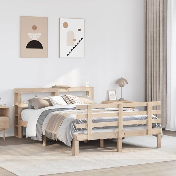 vidaXL Bedframe met hoofdbord massief grenenhout 120x200 cm