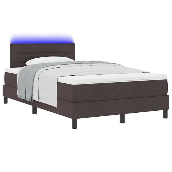 vidaXL Boxspring bed met matras met LED Donkerbruin 120 x 190 cm Stof
