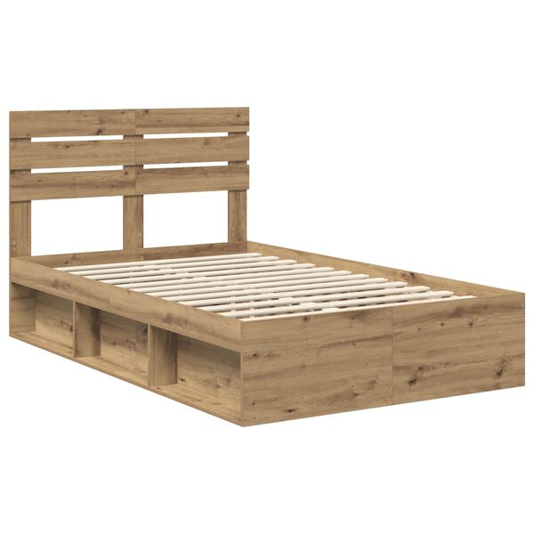 vidaXL Bedframe Ambachtelijk eiken 120 x 190 cm Massief grenenhout