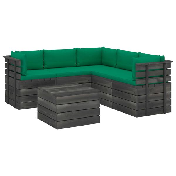 vidaXL 6-delige Loungeset met kussens pallet massief grenenhout