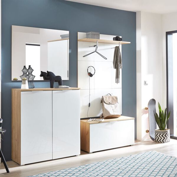 Germania Schoenenbank GW-Telde 40x89x49 cm Navarra eikenkleurig en wit