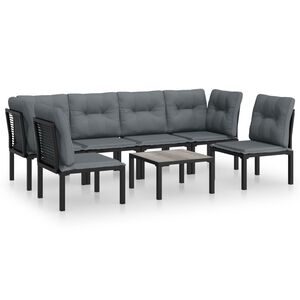 vidaXL 7-delige Loungeset poly rattan zwart en grijs