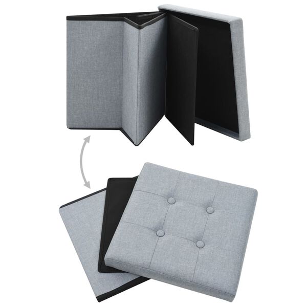 vidaXL Opbergkrukken inklapbaar 2 st kunstlinnen lichtgrijs