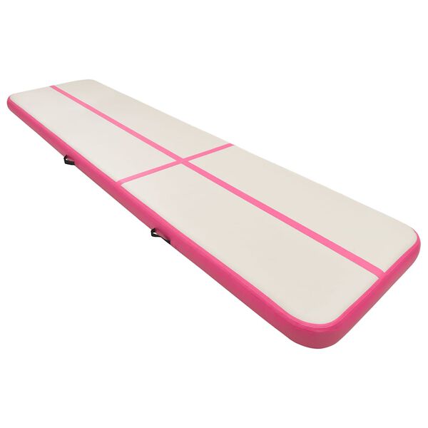 vidaXL Gymnastiekmat met pomp opblaasbaar 700x100x20 cm PVC roze