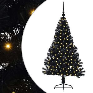 vidaXL Kunstmatig Voorverlicht Kerstboom met 150 LED Zwart 120 cm PVC