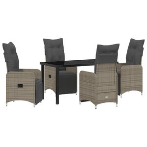 vidaXL Tuin eettafelset met kussen 5 pcs Grijs poly rattan