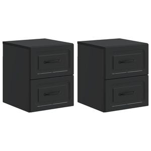 vidaXL Wandbeugel Bedkast 2 pcs Zwart 34,5 x 33 x 40 cm Bewerkt hout