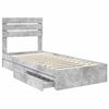 vidaXL Opslag bed met hoofdeinde Beton Grijs 90 x 200 cm Bewerkt hout