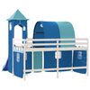 vidaXL Kinderhoogslaper met toren 90x200 cm massief grenenhout blauw