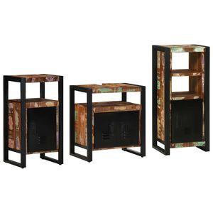 vidaXL Badkamermeubelset 3 st Multikleur en Zwart