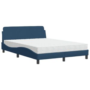 vidaXL Bed met matras "Dover" stof blauw 140x190 cm