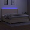 vidaXL Boxspring met matras en LED stof cr&egrave;mekleurig 200x200 cm