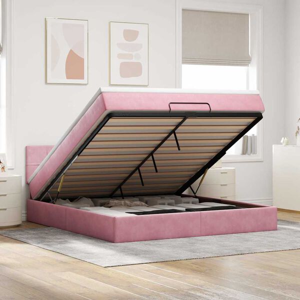 vidaXL Ottoman bed met matras 180x200 cm fluweel roze