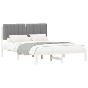 vidaXL Bedframe met Gevoerd Hoofdgedeelte Lichtgrijs 135 x 190 cm