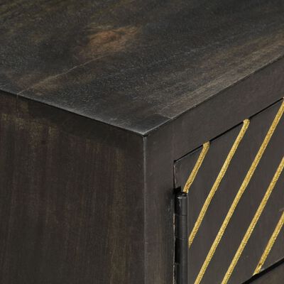 vidaXL Salontafel 90x50x35 cm massief mangohout zwart en goudkleurig