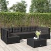 vidaXL 6-delige Loungeset met kussens poly rattan zwart