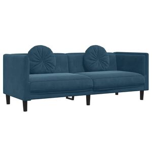 vidaXL Bank met kussens 3-zits fluweel blauw