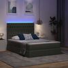 vidaXL Opbergbed met LED met matras Donkergrijs 140 x 200 cm Polyester