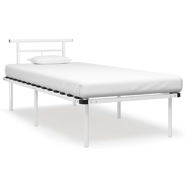 vidaXL Bedframe metaal wit 90x200 cm
