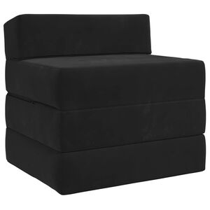 vidaXL Vouwbare Bankbed Zwart 200 x 70 x 15 cm Fluweel