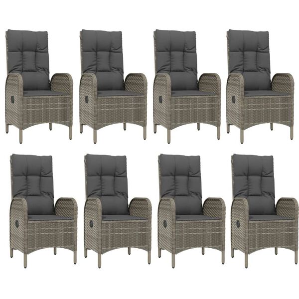 vidaXL 9-delige Tuinset met kussens poly rattan zwart en grijs