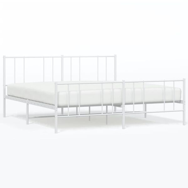 vidaXL Bedframe met hoofd- en voeteneinde metaal wit 180x200 cm