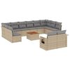 vidaXL 13-delige Loungeset met kussens poly rattan gemengd beige