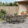 vidaXL Tuin eettafelset met kussen 9 pcs Grijs poly rattan