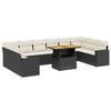 vidaXL 11-delige Loungeset met kussens poly rattan zwart