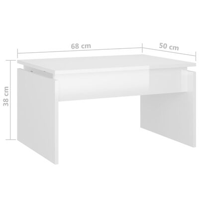 vidaXL Salontafel 68x50x38 cm spaanplaat hoogglans wit