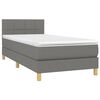 vidaXL Boxspring met matras en LED stof donkergrijs 90x190 cm