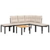 vidaXL 5-delige Loungeset met kussens gepoedercoat staal zwart