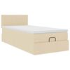 vidaXL Ottoman bed met matras 90x190cm stof cr&egrave;mekleurig