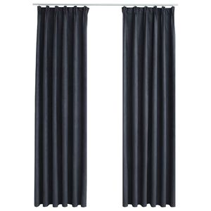 vidaXL Gordijnen verduisterend met haken 2 st 140x175 cm antraciet