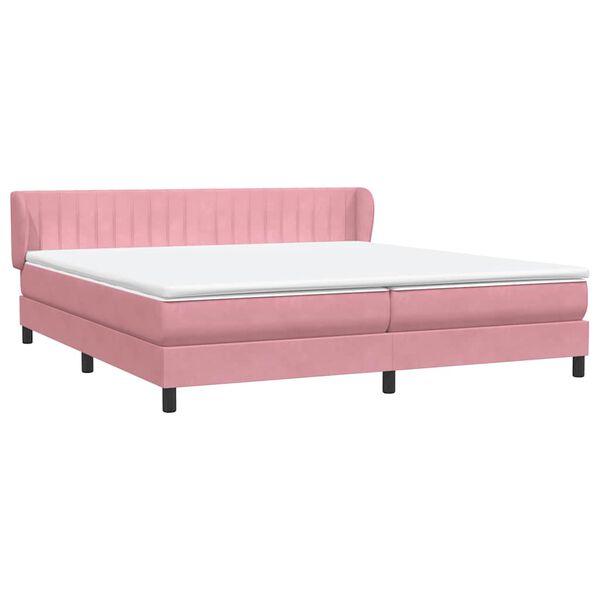 vidaXL Boxspring met matrassen fluweel roze 180x210 cm